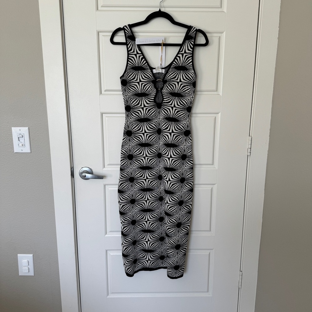 New House of Harlow 1960 black and white midi dress art deco luxe essentials  XS - Picture 4 of 9